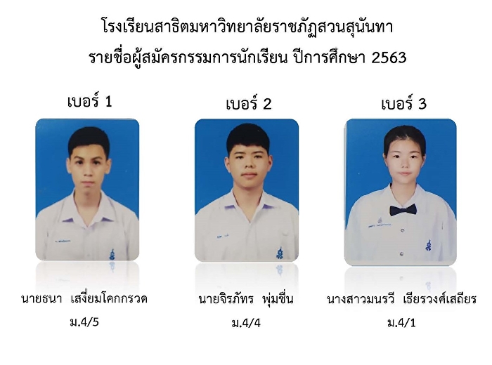 เลือกตั้งประธานนักเรียน ประจำปีการศึกษา
2563