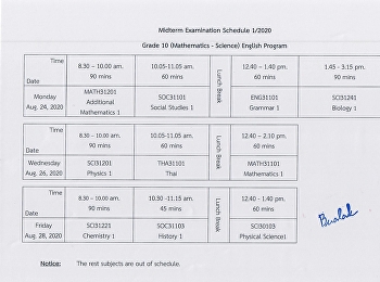 Midterm examination schedule  1/2020