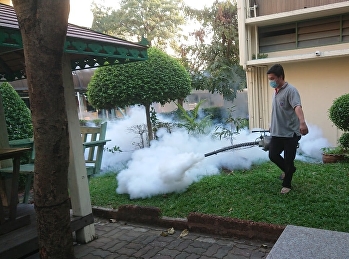 Spray smoke to kill mosquitoes and
insects around the school.