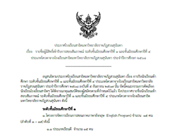 ประกาศรายชื่อผู้มีสิทธิ์สอบสัมภาษณ์
ประเภทโควตา ปีการศึกษา 2568