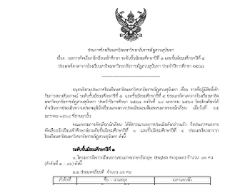 ผลการคัดเลือกนักเรียนเข้าศึกษา ม.1 และ
ม.4 ประเภทโควตา ประจำปีการศึกษา 2568