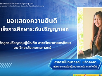 อาจารย์ปัทมาภรณ์ แก้วคงคา
อาจารย์ประจำกลุ่มสาระการเรียนรู้วิทยาศาสตร์และเทคโนโลยี
ที่สำเร็จการศึกษาระดับปริญญาเอก